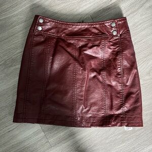 Free people red leather mini skirt